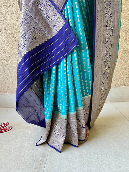 Vistara silk brocade blue saree