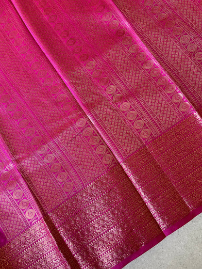 Semi silk brocade green saree