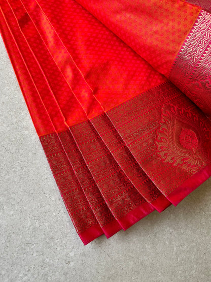 semi silk orange saree