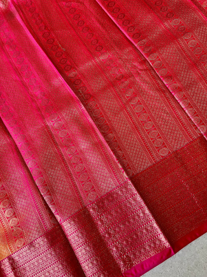 semi silk orange saree