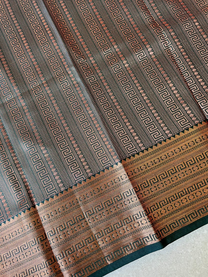 Semi silk brocade orange butta saree