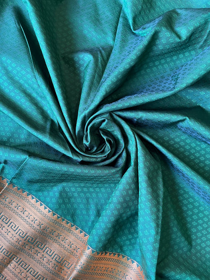 Semi silk brocade orange butta saree