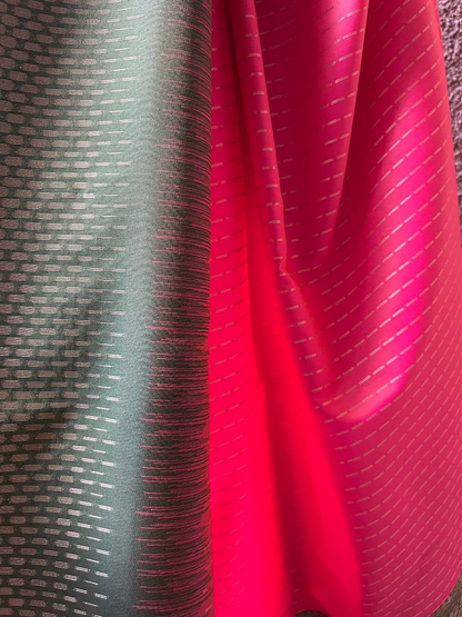 Semi silk peach with green border saree