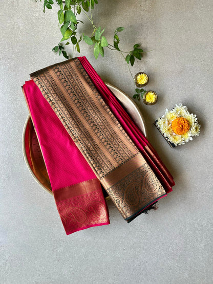 Semi silk brocade magenta saree
