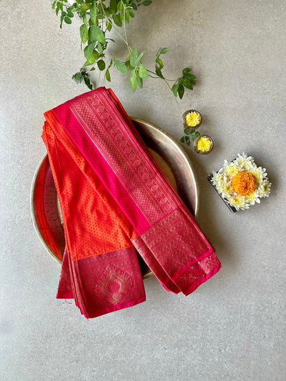 semi silk orange saree