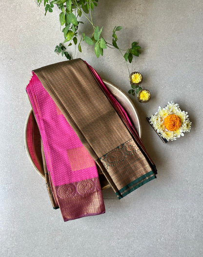 semi silk brocade pink saree