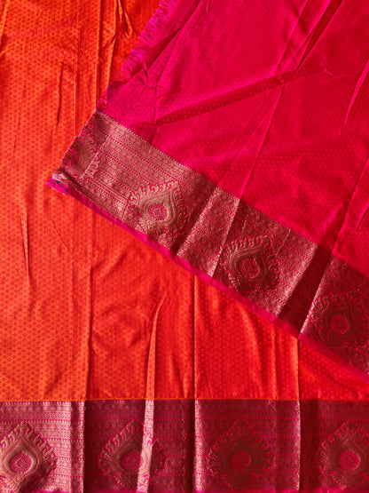 semi silk orange saree