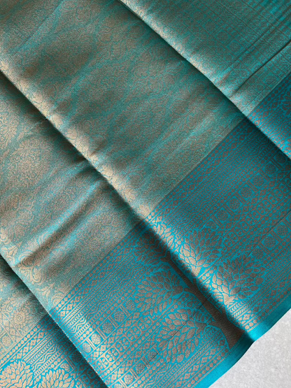 Kanchi silk brocade navy blue saree