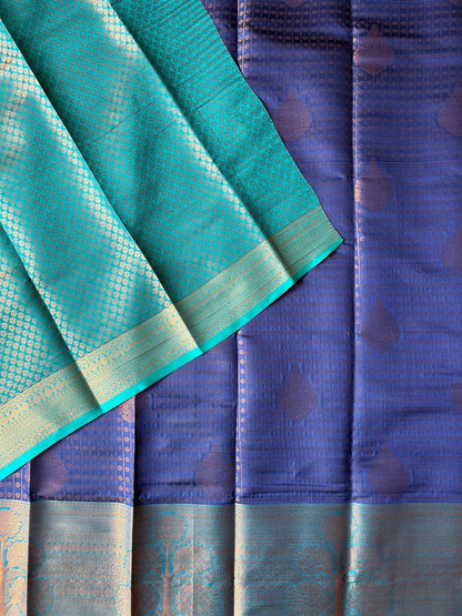 Kanchi silk brocade navy blue saree