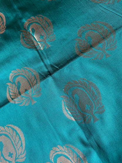 Brocade peacock green saree