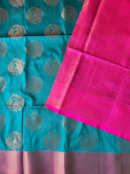 Brocade peacock green saree