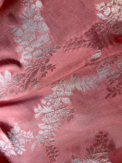 Chiffon silk with Banaras pattern peach saree