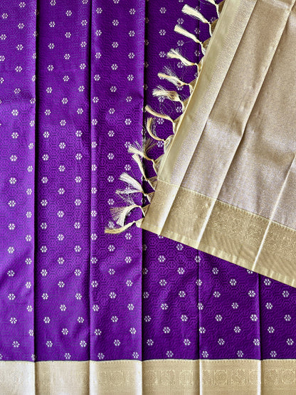 Semi silk purple saree