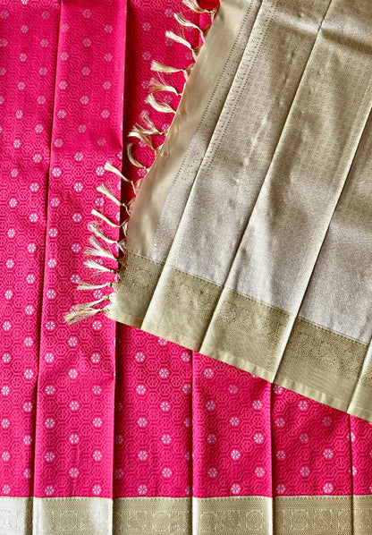 Semi silk magenta saree