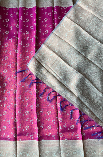 Semi Silk Magenta purple saree