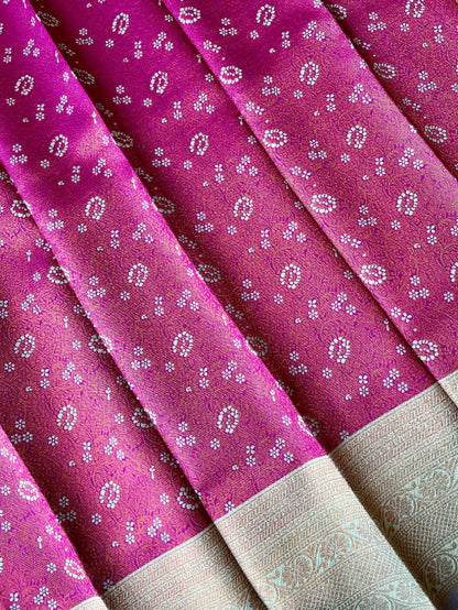 Semi Silk Magenta purple saree