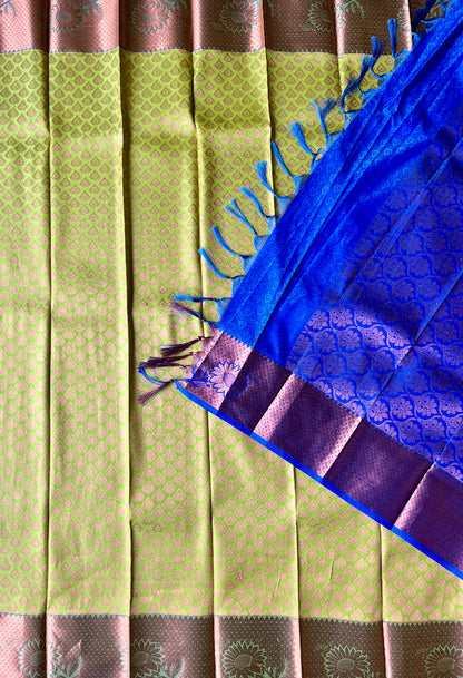 Semi silk lemon green saree