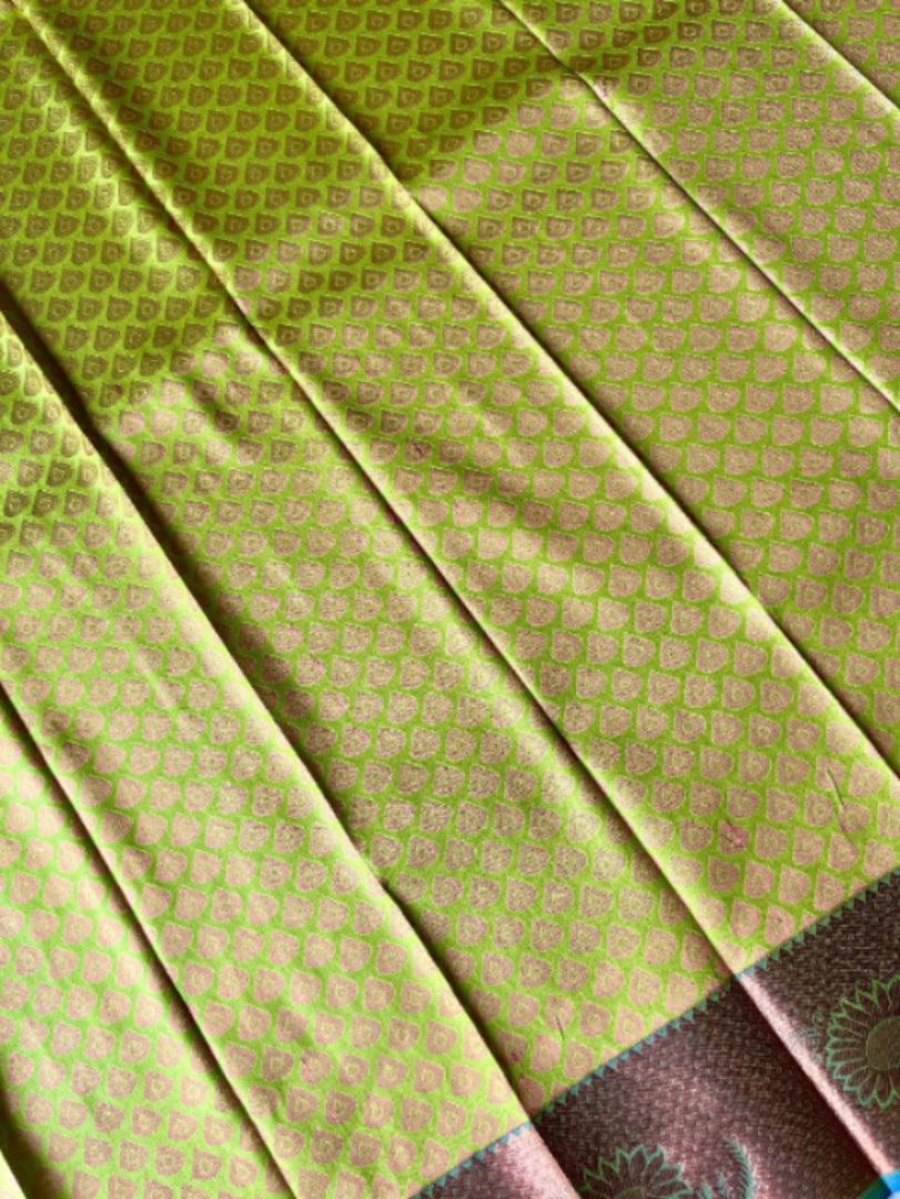 Sem silk lemon green saree