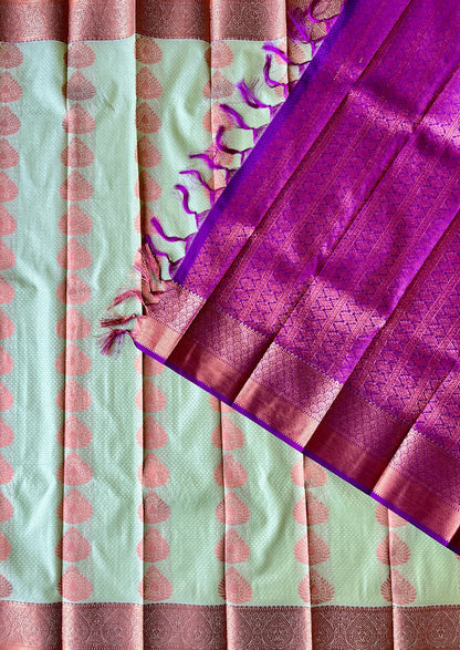 Semi silk pista green saree