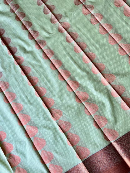 Semi silk pista green saree