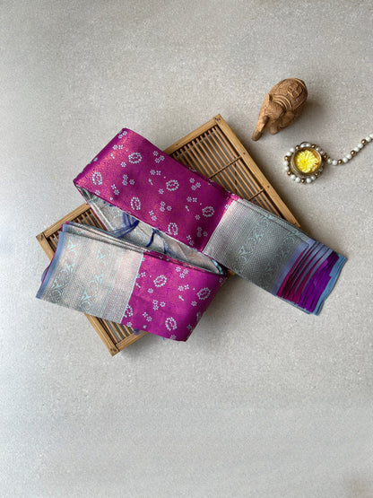 Semi Silk Magenta purple saree