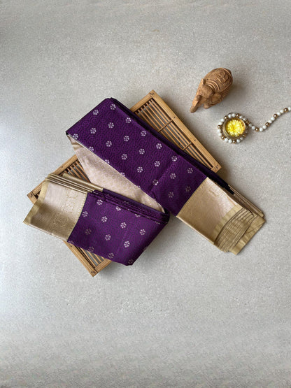 Semi silk purple saree