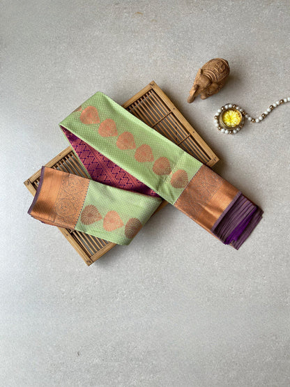 Semi silk pista green saree