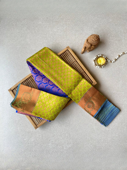 Semi silk lemon green saree