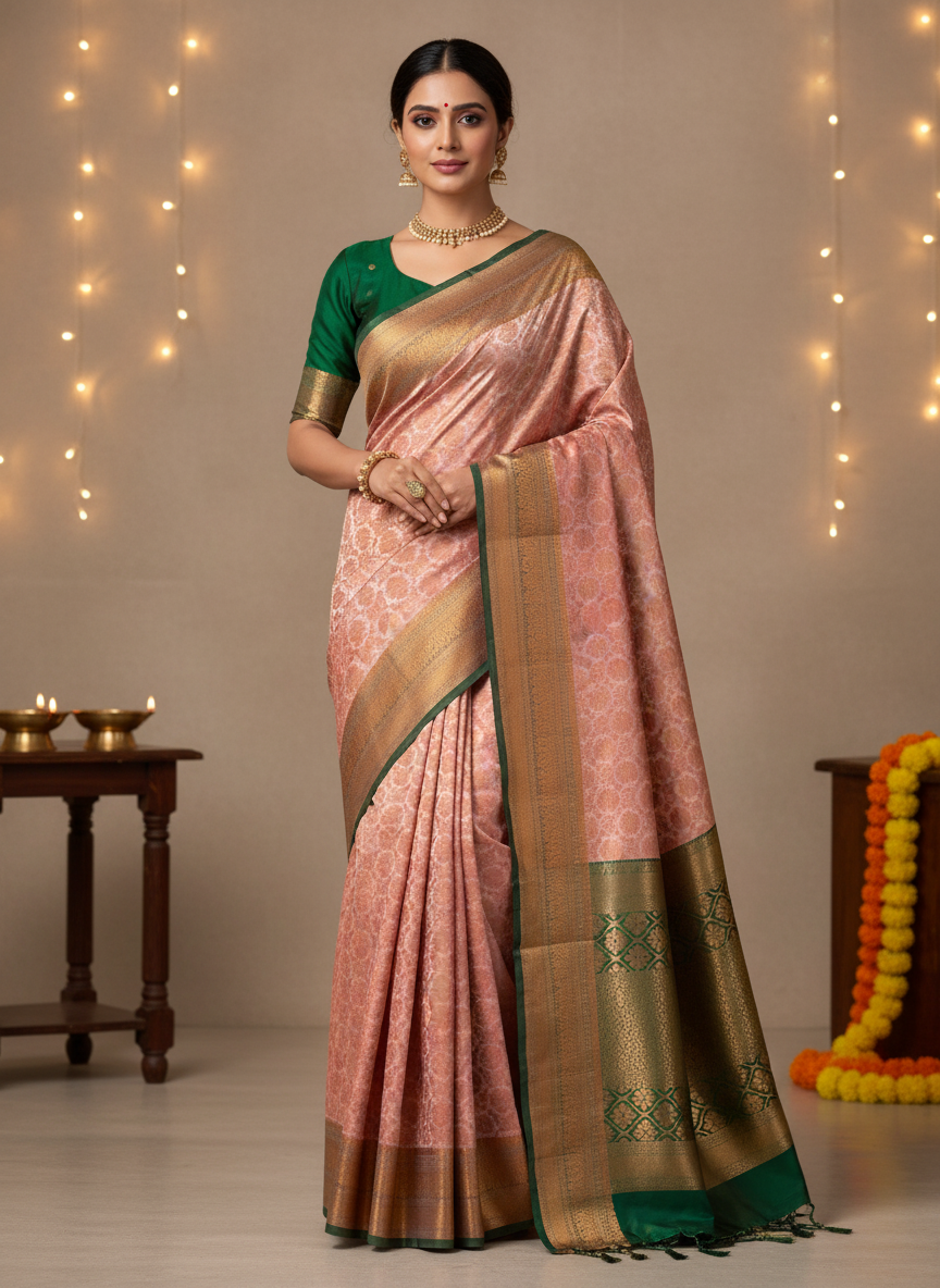 Semi silk off white saree
