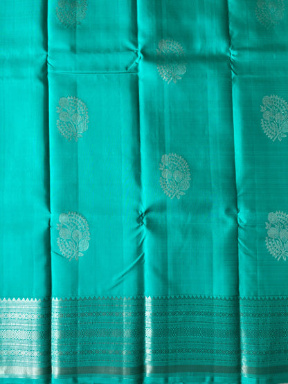 Pure handloom kanjivaram silk aqua green saree