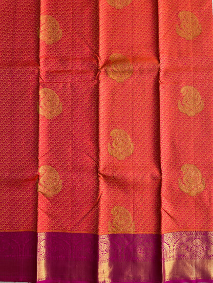 Pure handloom kanjivarm silk orange saree