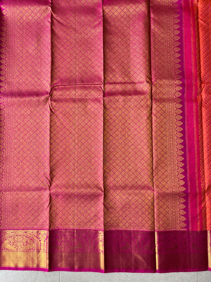 Pure handloom kanjivarm silk orange saree