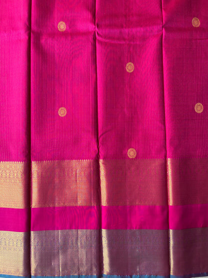 Pure handloom kanjivaram silk magenta saree