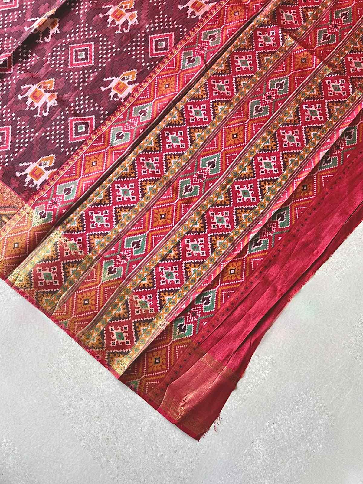 Tussar silk kalamkari print brown saree