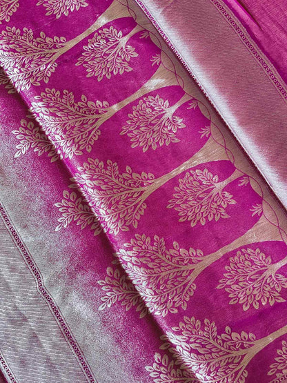 Georgette brocade wine saree