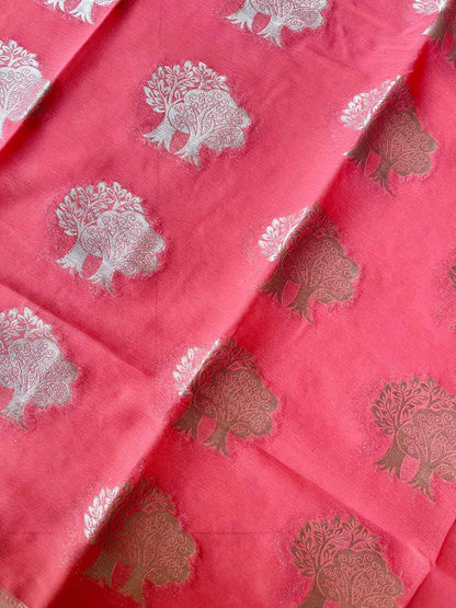 Georgette brocade pink saree