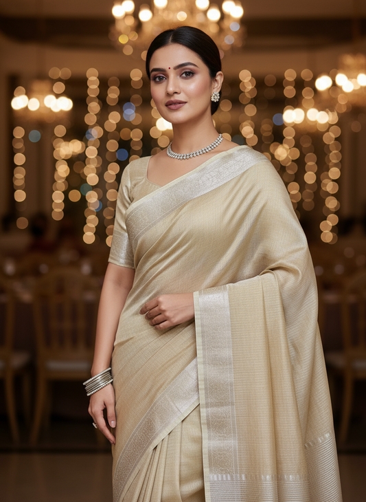 Tissue Silk In Gold Shade Saree