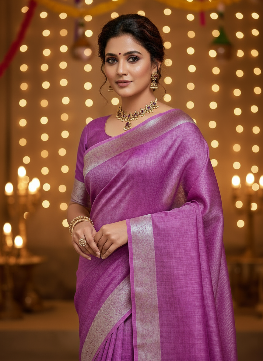 Tissue Silk Lavender Saree