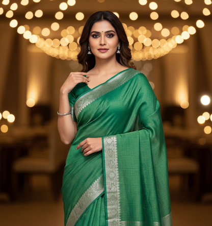 Tissue Silk Green Saree