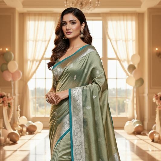 Tissue Silk in Blue Shade Saree