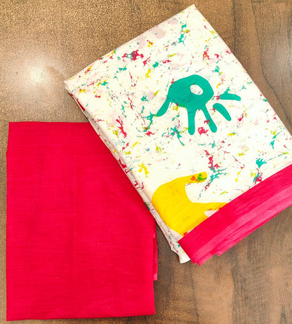 Mul Cotton Holi Print Red Saree