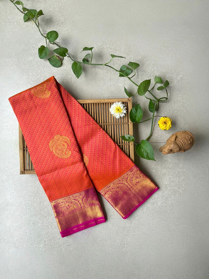 Pure handloom kanjivarm silk orange saree