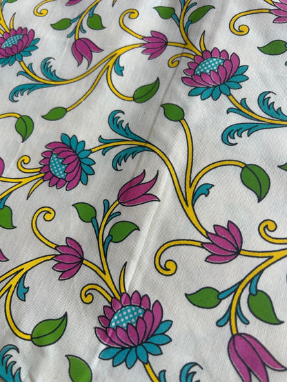 Cotton kalamkari zaal print offwhite saree