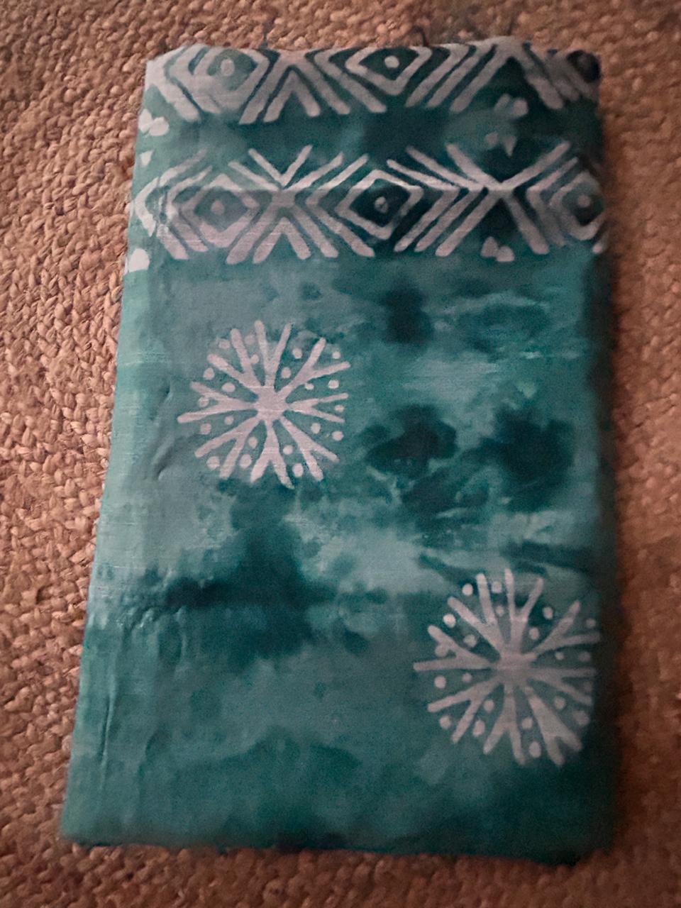 Bagalpuri Silk With Boutique Print  Bottle Green Saree