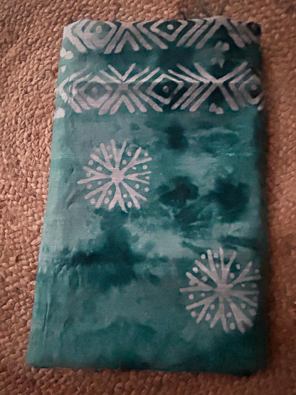 Bagalpuri Silk With Boutique Print  Bottle Green Saree