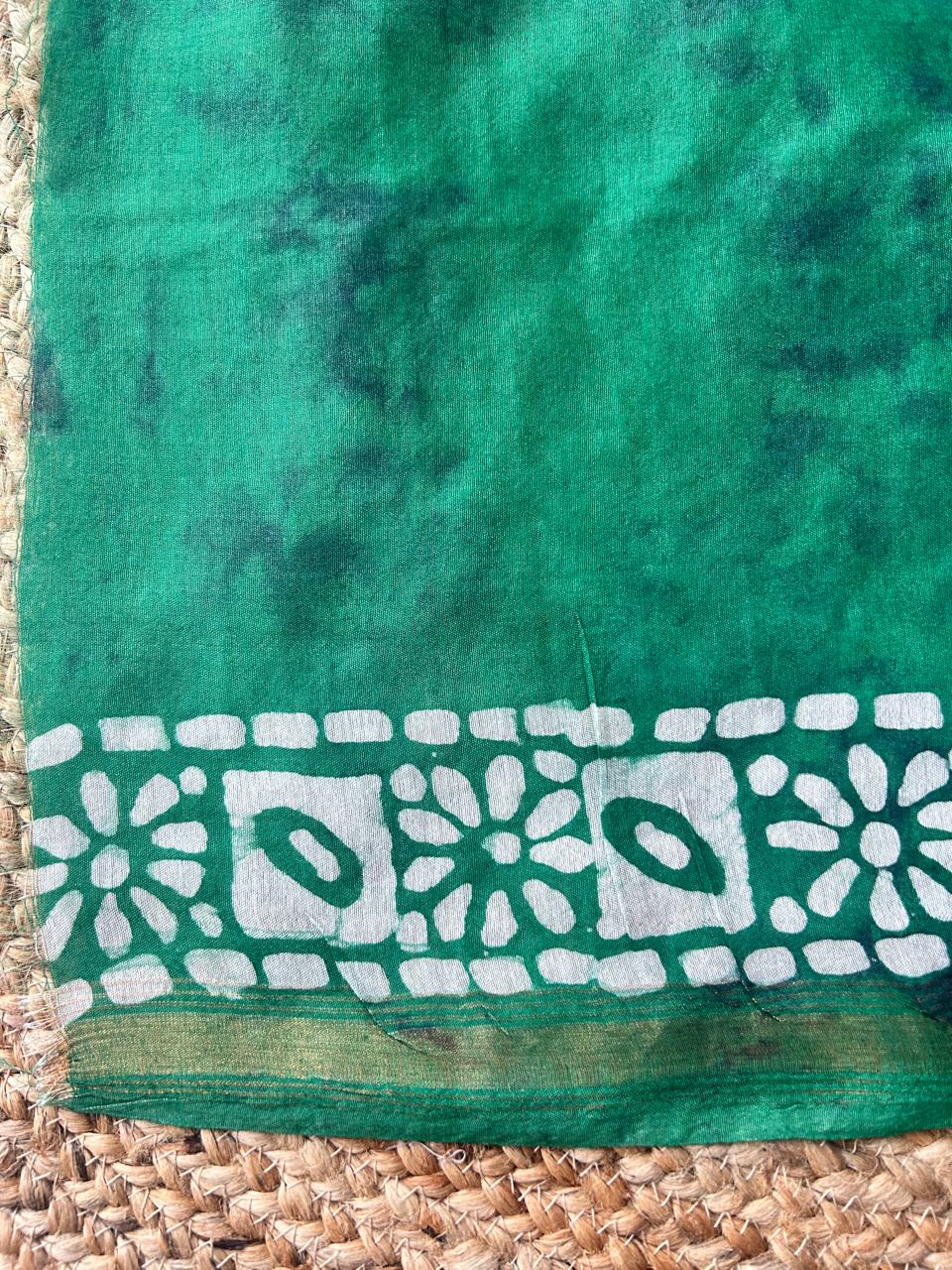 Bagalpuri Silk With Boutique Print Green Saree