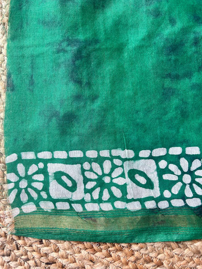 Bagalpuri Silk With Boutique Print Green Saree