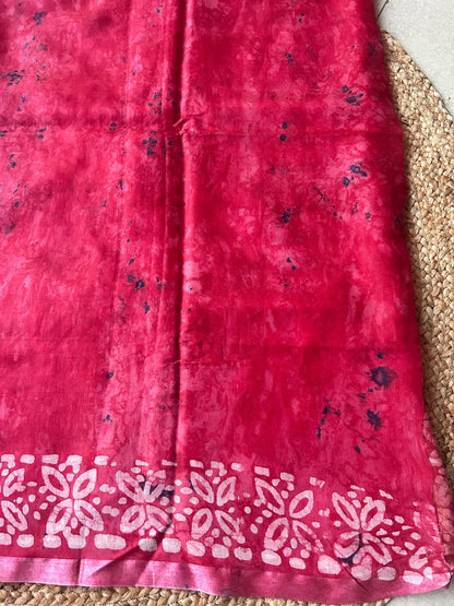 Bagalpuri Silk With Boutique Print Red Saree