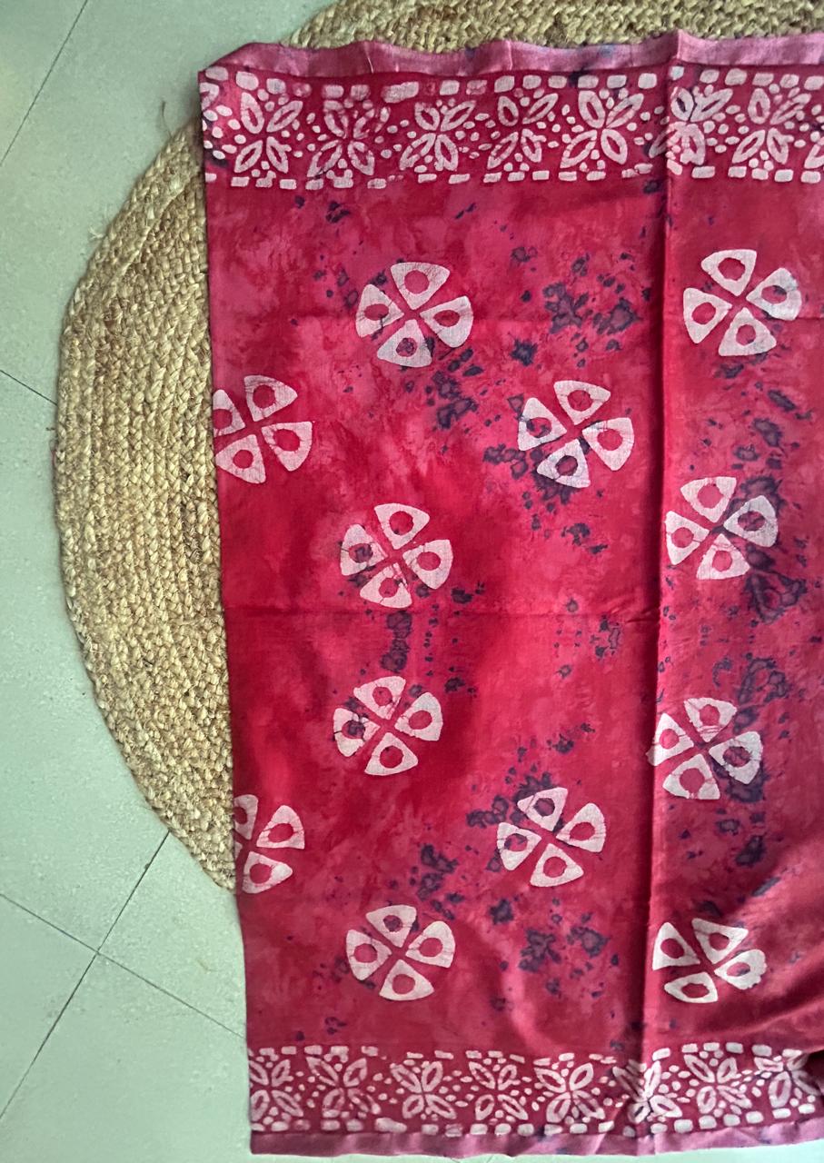 Bagalpuri Silk With Boutique Print Red Saree