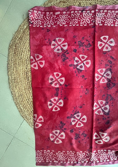 Bagalpuri Silk With Boutique Print Red Saree